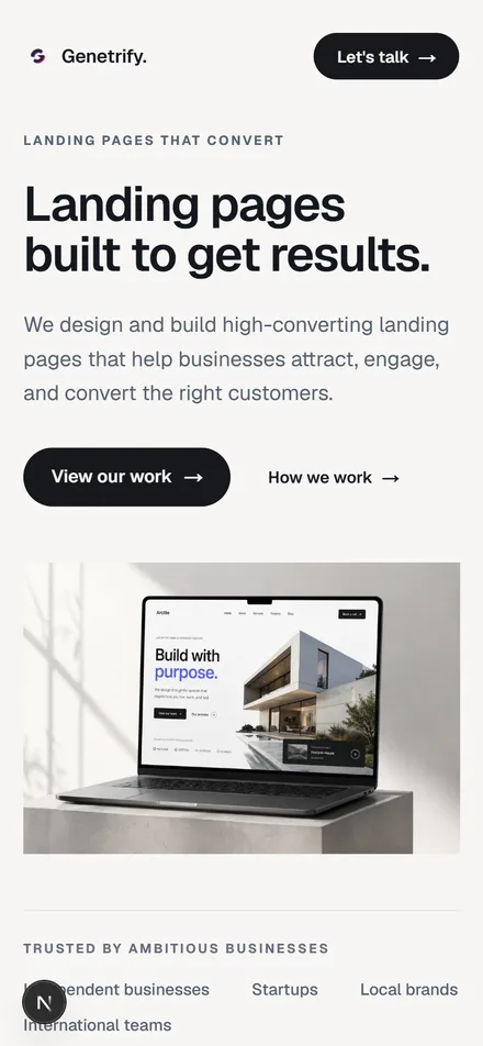 The Genetrify home page on a phone